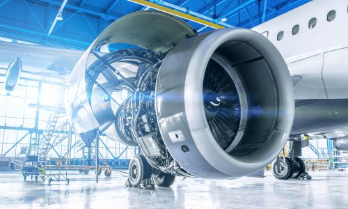 Industrial,Theme,View.,Repair,And,Maintenance,Of,Aircraft,Engine,On